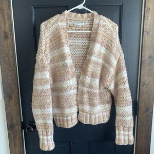 American Eagle Outfitters Cardigan Beige/White Size S Wool Blend Chunky Thick